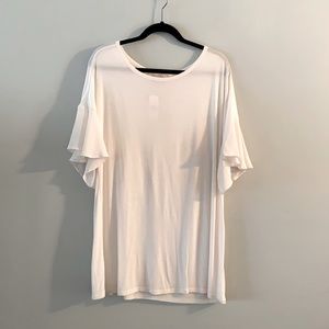 Loft Plus White Flutter Sleeve Top